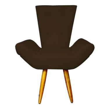 Imagem de Poltrona Decorativa Emília Barca Pés Palito Suede Marrom - DS Estofado