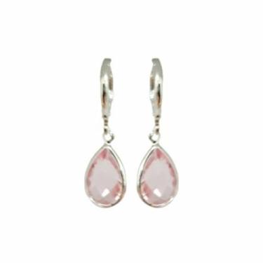 Imagem de Brinco Argolinha Gota de Cristal Verde Oliva Folheado Prata 18k Antial
