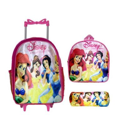 Imagem de Kit Mochila Escolar Menina Juvenil Princesas Passeio Rodinha - Toys 2U