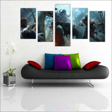 Imagem de Quadro Decorativo Game Jogo God Of War Salas Quartos 5 peças com Moldu