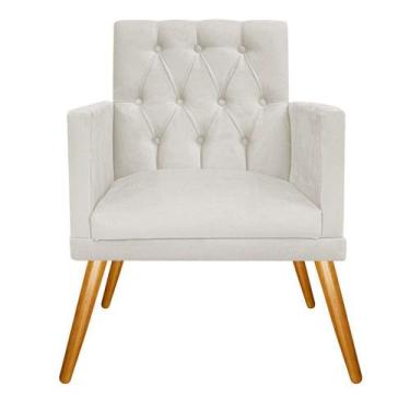 Imagem de Poltrona Decorativa Fernanda Pés Palito Mel Sala de Espera Recepção Su