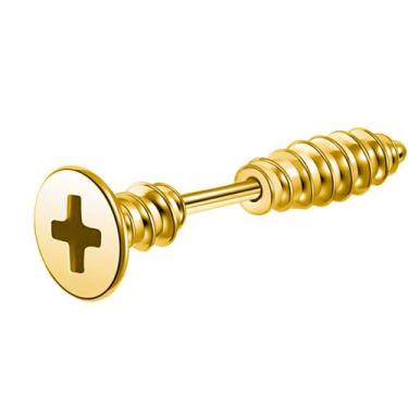 Imagem de Par de Brinco Parafuso prego Dourado masculino feminino Engraçado hiph