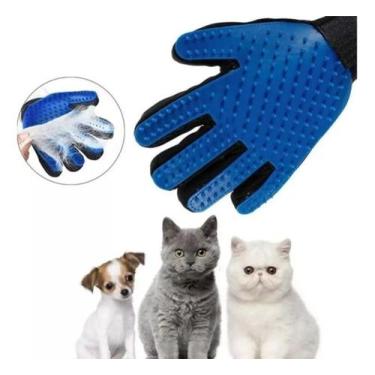 Imagem de Luva Removedora De Pelos Caes Gatos Tira Pelos Pet Cor Azul - MinyMix