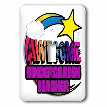 Imagem de 3dRose lsp_201345_1 Capa para interruptor de luz de professor de jardim de infância incrível arco-íris estrela cadente