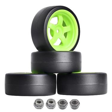 Imagem de Hobbyfire 12mm Hex RC Drift Car Wheels and Hard Slick Tires for 1/10 Scale Traxxas HSP Redcat Tamiya HPI Kyosho On-Road Drifting Car, Set of 4