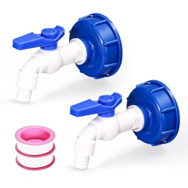 Imagem de IBC Tote Tank Adapter Faucet, 275-330 galões tote adaptador de tanque de água rosca grossa S60X6 saída 1/5.1 cm, 3/10.2 cm GHT macho adaptador encaixe (plástico, 2 peças para roscas grossas de 5.1 cm
