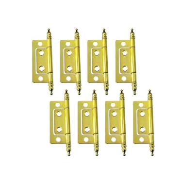 Imagem de QCAA Dobradiça de aço durável sem encaixe com pinos finais, para peito, caixa, móveis de armário vintage, 5 x 2,3 cm, banhado a latão, feito em Taiwan, pacote com 8