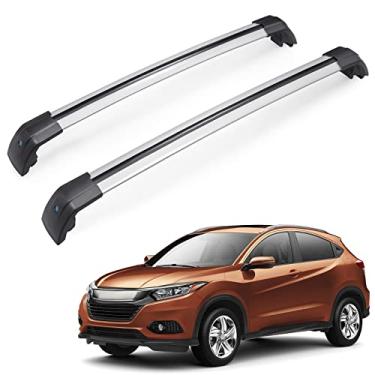 Imagem de JDMON Barras transversais de rack de teto compatíveis com Honda HR-V HRV 2016 2017 2018 2019 2020 2021 2022 com trilhos laterais, rack de bagagem de liga de alumínio barra de teto para transporte de carga no telhado, caiaque, canoa, neve