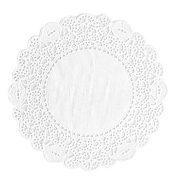 Imagem de Doilykorea - Doilies de papel retangulares descartáveis premium 250 folhas - sem poeira, corte limpo, design simples - Doily de renda: festa/casamento - utensílios de mesa (redondo - 11,4 cm, marfim)
