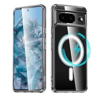Imagem de PAIDAAR Capa magnética cristalina para Google Pixel 7a, compatível com MagSafe, [ímã forte] [não amarela] [proteção de grau militar de 3 metros] Capa fina transparente para celular bumper fina -