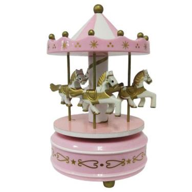 Imagem de Caixa De Música Carrossel Musical para Quarto Bebe Criança - DY, Rosa
