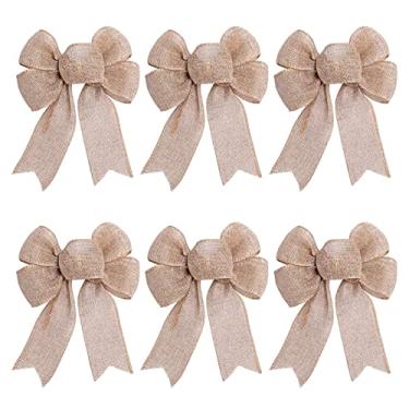Imagem de Pacote com 6 laços rústicos de guirlanda de juta para decoração de festa de aniversário e casamento