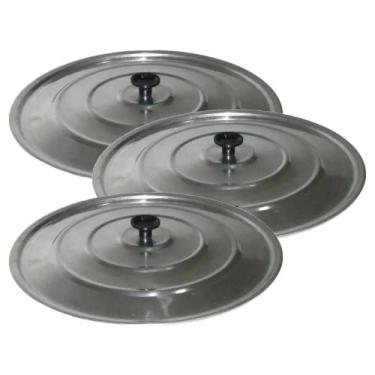 Imagem de Jogo 3 Tampas Alumínio Leve 34, 40 e 55 cm Avulsas Panelas Caçarolas P