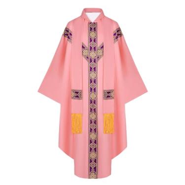 Imagem de Helltaker Roupão de casula de padre católico, casula, igreja, missa, gola redonda, roupão com pastor, rosa, G
