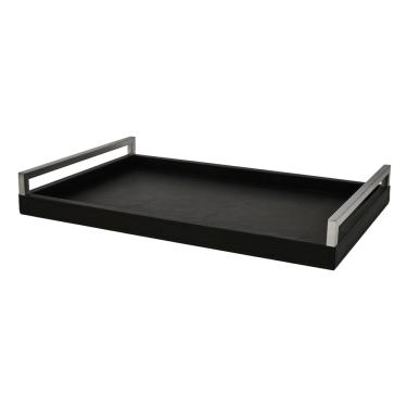 Imagem de Bandeja Decorativa em Mdf com Revestimento em Pu Preto 50,5cm 17923 Mart