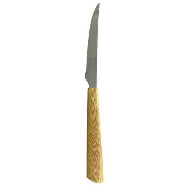 Imagem de Faca de Mesa Talher Refeição Cozinha Inox Cabo Imita Madeira - Fratell
