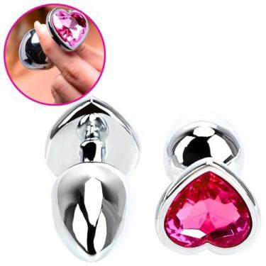 Imagem de Plug Anal Jóia em Aço P Base Coração e Cristal Colorido Pink - Sexy Im
