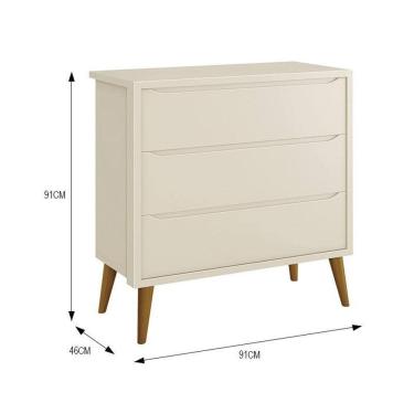 Imagem de Cômoda Infantil 3 Gavetas Theo Retrô com Pés Amadeirado - Reller Móveis