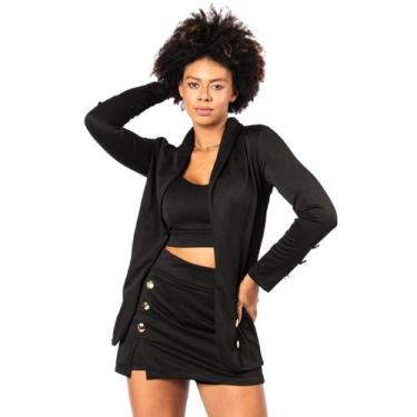 Imagem de Conjunto Femina de 3 Pçs Blazer Cropped e Short Saia Curta - Ekodha, P