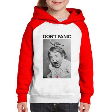 Imagem de Moletom Infantil Não entre em pânico - Foca na Moda, Branco, Vermelho,