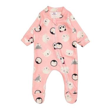 Imagem de Macacão Boucle Peluciado Bebê Com Zíper Estampado Inverno - Fofotinhos