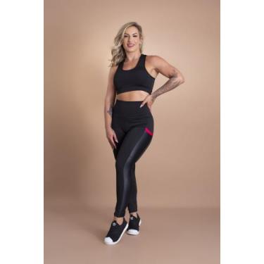 Imagem de Conjunto Fitness Feminino Calça Legging Cintura Alta Com Bolso Lateral