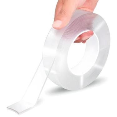 Imagem de Fita Dupla Face Nano Adesiva Mágica Fixa Extra Forte Lavável Transpare