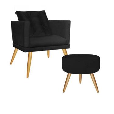 Imagem de Kit Poltrona Com Almofada e Puff Milena Confort Sala Recepção Escritór