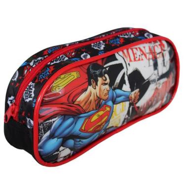 Imagem de Estojo Escolar Infantil Juvenil Super Man Dc Comics Warner - Luxcel