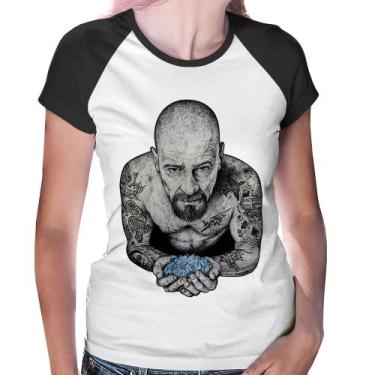 Imagem de Baby Look Raglan Walter White Tattoo Heisenberg - Foca na Moda, Branco