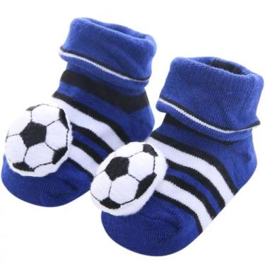 Imagem de Meia bebê pantufa bichinhos menina/menino  - Kadu modas, Azul bola