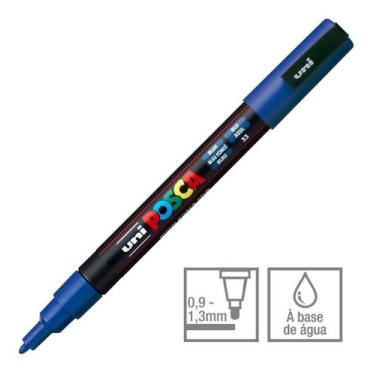 Imagem de Caneta Posca PC-3M Azul Ponta Cônica 0.9 a 1.3mm Uni-ball