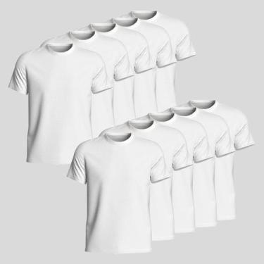 Imagem de Kit 10 Camisetas Masculina 100% Algodão Lisa Básica Verão - Relaxado, 