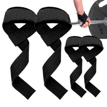 Imagem de Kit 2 Pares Tala Luva Straps 100% Algodão PREMIUM Para Musculação Acad