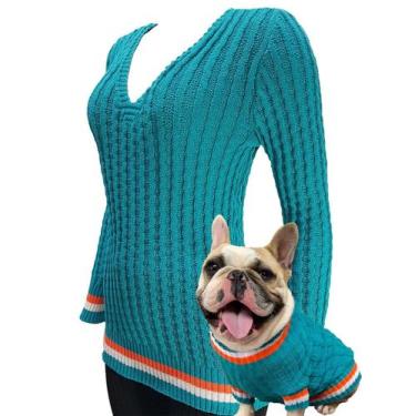Imagem de Roupinha Pet & Blusa Feminina Canetran - Kit - Katlen Tricot, Verde Ag