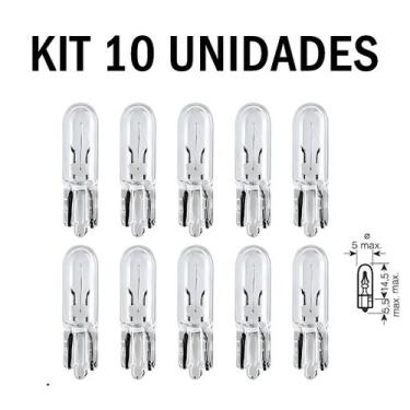 Imagem de Kit 10 Lâmpadas T5 Pinguinho 1.2w 12v Halógena Original Painel Carro M