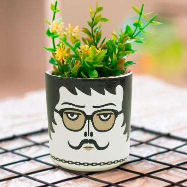 Imagem de Cachepot Decorativo Rosto Homem Suculenta Planta Artifcial - WebStok, 
