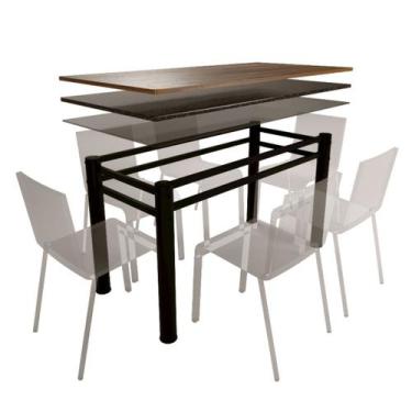Imagem de Base Para Mesa De Vidro Jantar 6 Lugares Preta Retangular - CromoShop