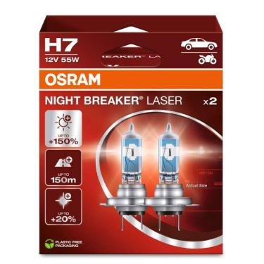 Imagem de Par Lampada Farol Osram Night breaker Laser H7 55W 3900k
