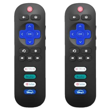 Imagem de 【Pacote com 2】 Controle remoto de substituição para Roku TV, compatível com Smart TVs TCL/Hisense Roku/Onn Roku/Sharp Roku/Element Roku/Westinghouse Roku/Philips Roku/Insignia Roku (não para Roku