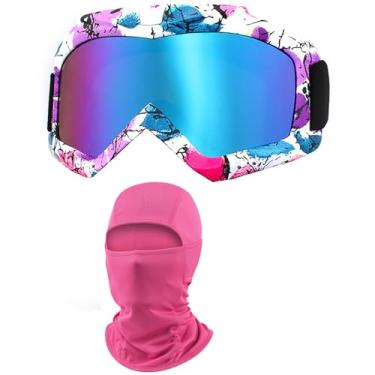 Imagem de Immoono Óculos de motocross com máscara facial balaclava - ATV Dirt Bike Motorcycle UTV MX OTG Offroad Riding Anti UV Fog Dustproof Racing Skiing for Women Youth Girls, Camo Purple Pink