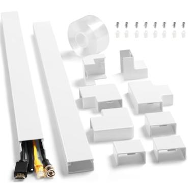 Imagem de Kit de ocultador de cabos 320 cm (8 x C 15,17 cm) - Capas de cabos ZhiYo para fios na parede, escondedor de fios para TV montada na parede, pista de cabos brancos, gerenciamento de cabos de cobertura