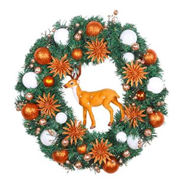 Imagem de Belas Guirlanda de Natal Clássica para Porta da Frente Folhas de Pinheiro de Outono Artificial Guirlanda redonda com bolas de Natal para decoração de casa diverso