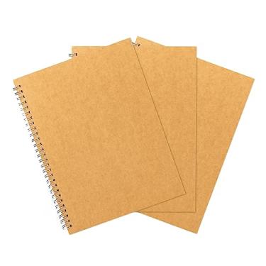 Imagem de DSTELIN Caderno espiral em branco, pacote com 3, capa macia, caderno de esboços, 120 páginas/60 folhas, 25,4 cm x 19 cm, 100 GSM, (marrom)