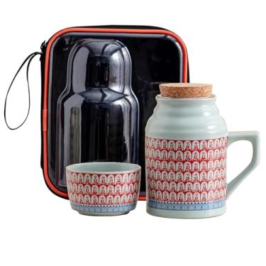 Imagem de Xícaras De Chá Robustas Com Infusor E Tampa, Bule De Chá Chinês E Copo De Caneca Para Escritório, Conjunto De Xícaras De Chá Fácil De Segurar(Azure2)