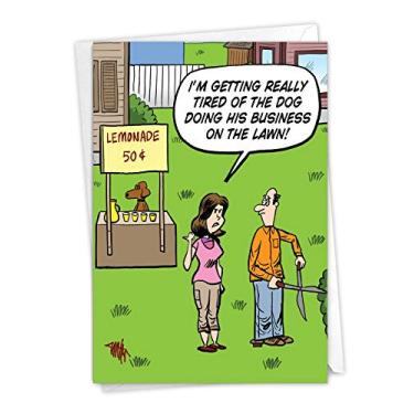 Imagem de NobleWorks - 1 cartão de feliz aniversário de desenho animado engraçado - Saudação cômica hilária, cartão de notas com envelope - Dog Business C6374BDG