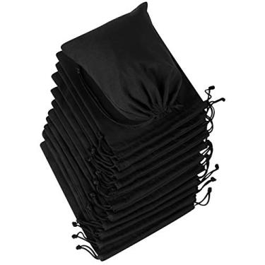 Imagem de DR Sacos de cordão de algodão preto – Cinch and Ditty Stuff Pouch – para armazenamento de viagem, organização de presentes de despensa (pacote com 18 x 23 cm)