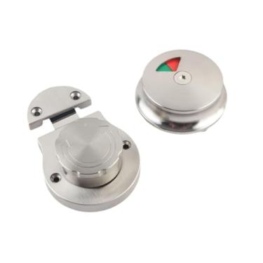 Imagem de Kuntesetty Fechadura de porta de banheiro, conjunto de hardware com parafuso morto, trava de vaso sanitário, fechadura de porta para banheiros públicos, Prata