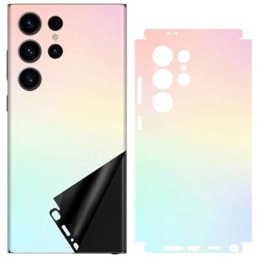Imagem de SUKIDIOVQ Capa protetora de vidro para Samsung Galaxy S24 Ultra Skin Wrap Phone Gradient Color Vinyl Decal Glass Protector for Back Side Borders Camera Frame Not Phone Case S24u