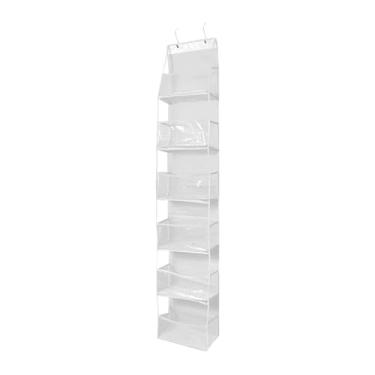 Imagem de SiaBiced sobre o organizador da porta porta pendurado sapato rack bolsos de grande capacidade para brinquedo de pelúcia, Branco 30x15x160cm
